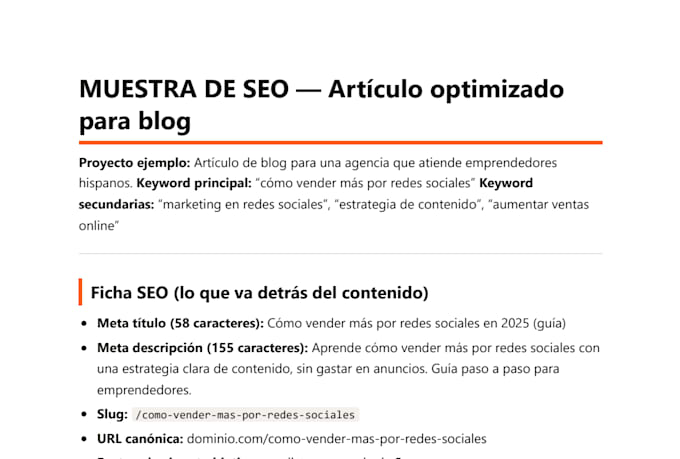 write seo optimized articles and blog posts in spanish