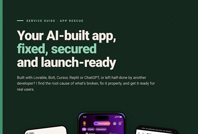 fix bugs in your vibe coded or ai built app and make it launch ready