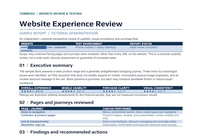 test your website and provide detailed feedback