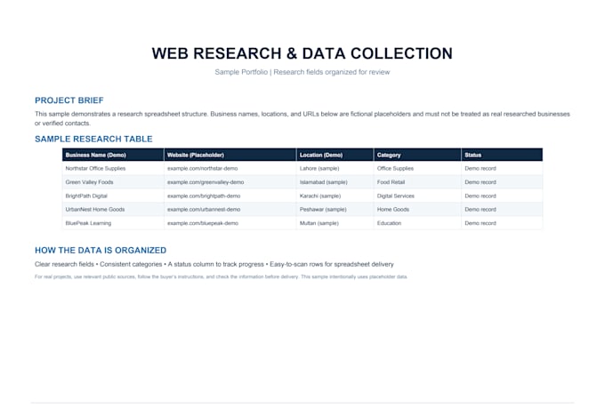 do web research and collect data in excel