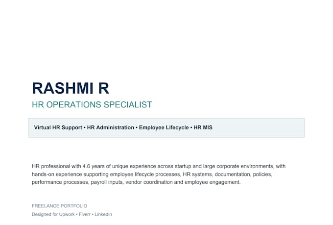 provide HR operations and employee documentation support