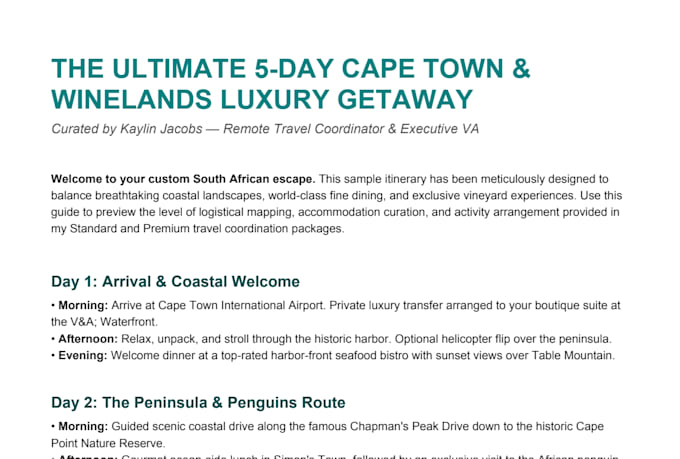 create a luxury travel and booking guide
