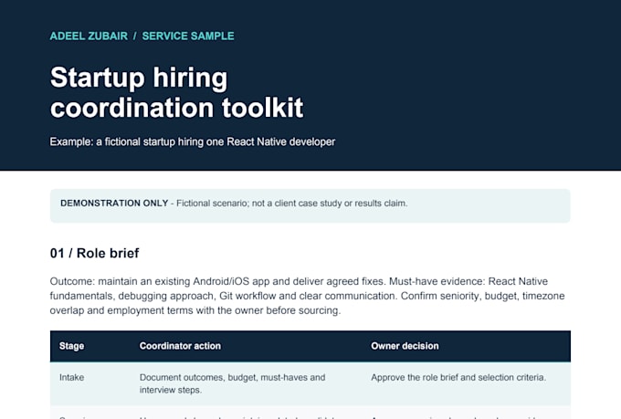 plan hiring and coordinate recruitment for your startup
