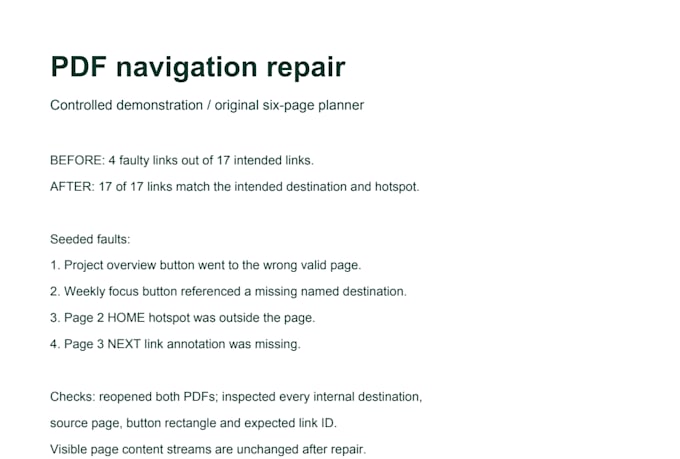 fix internal PDF links and planner navigation with a link report