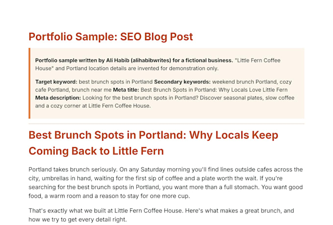 write SEO blog posts for restaurants, cafes and food brands
