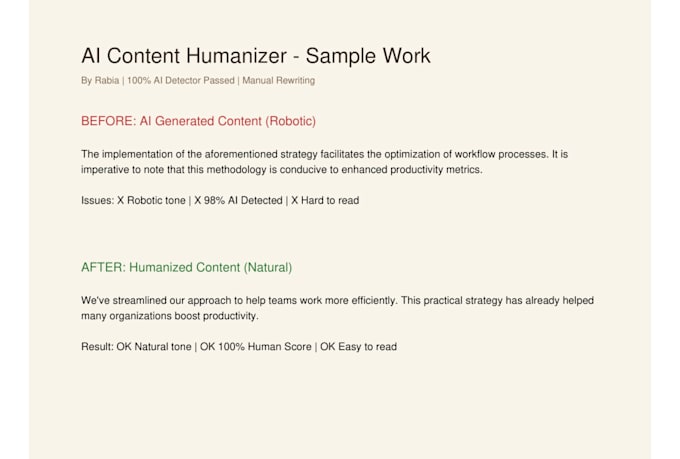 rewrite ai content into 100 percent human written content