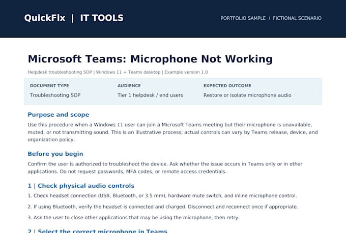 create microsoft 365 sops and IT troubleshooting guides