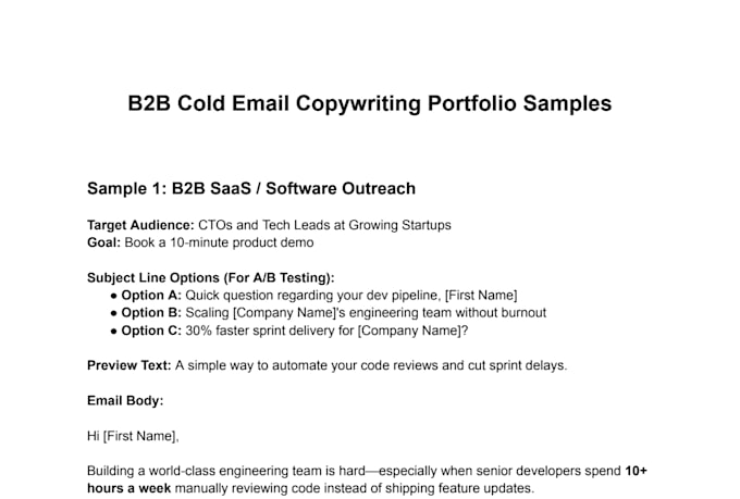 write b2b cold email copywriting, sales outreach sequence