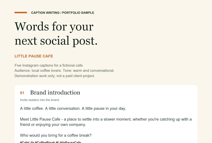 write instagram or facebook captions for your small business