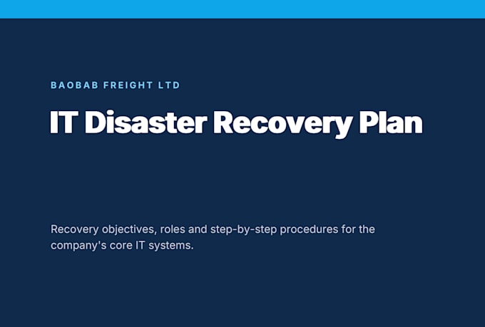 write a professional IT disaster recovery plan and business continuity documents