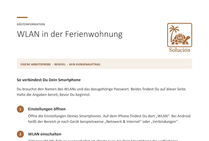 write clear german faqs and short user guides