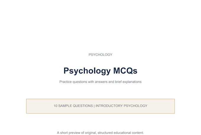 create psychology mcqs quizzes and study notes