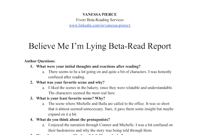 provide thoughtful and thorough beta reading for your novel