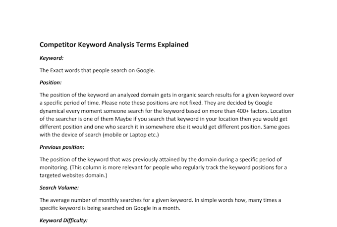 do SEO keyword research and competitor analysis for google top ranking