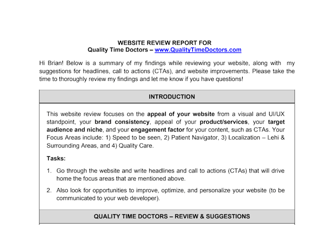 audit or write content for your website business pages