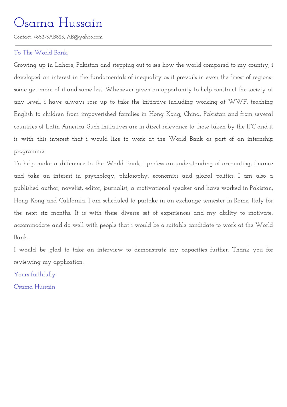 A Professional Decent Cv And A Company Wise Cover Letter By