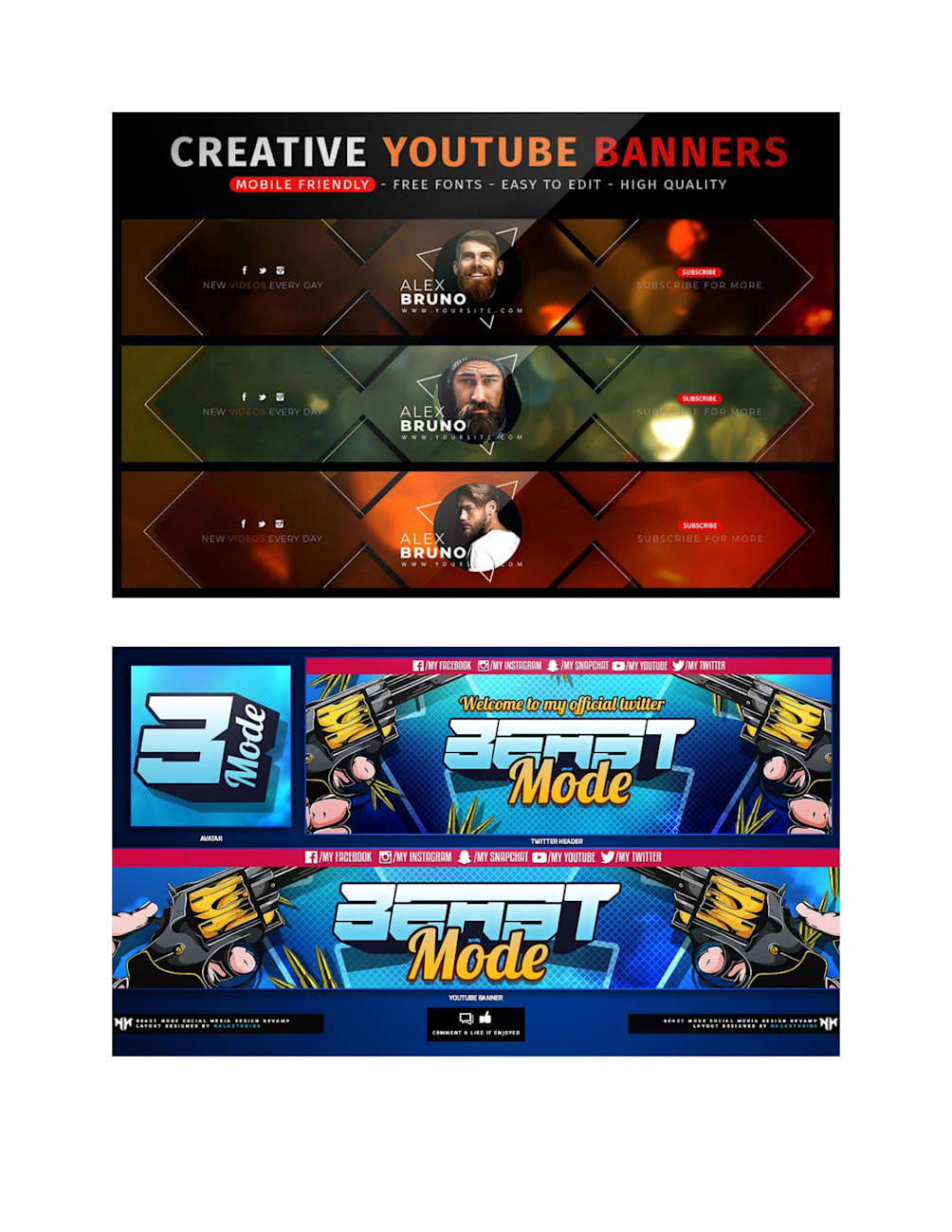 free youtube banner maker on Create 2 Awesome Banner For Any Design In Low Price By Hasnain799 Fiverr
