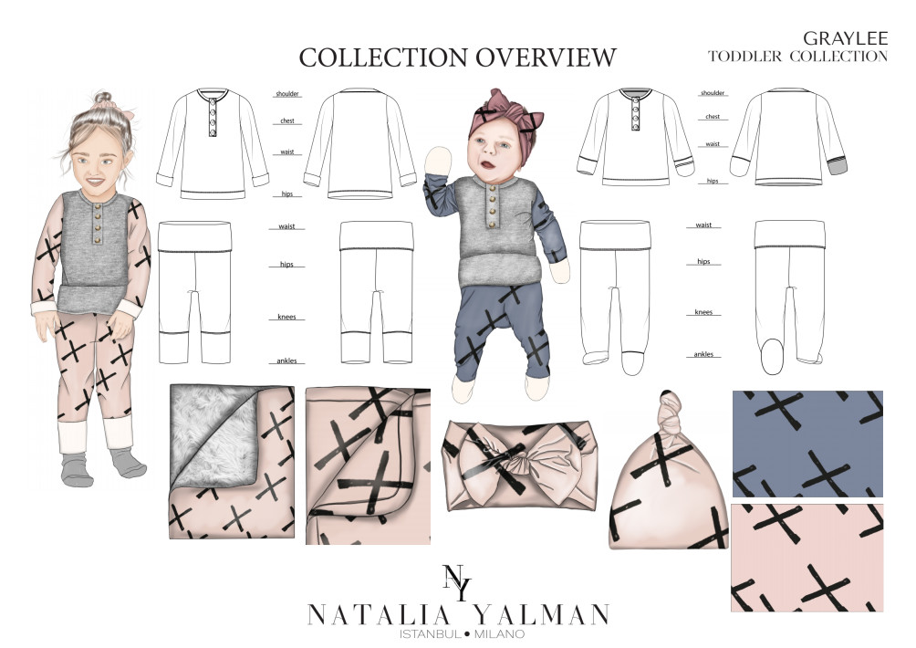Fashion design children and babies clothing collection with tech packs by  Nataliayalman