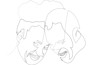 draw cartoon vector portrait and line art