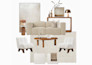 do an interior design with sample board and shopping list