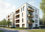 design apartment building, condominium, low rise building and render