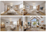 do modern 3d interior design and rendering for bedroom, dressing room, workplace