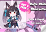 draw anime chibi character art for design character, fanart, kawaii