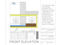 draw 2d drawing with interior and front elevation