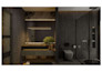 create a modern 3d bathroom design with realistic rendering