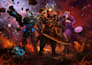 create cinematic game key art, splash character illustration