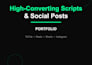 write viral social media video scripts and high converting ad copy