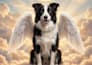 create a rainbow bridge pet memorial portrait with angel wings