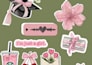 cute pink stickers digital png