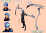 create detailed anime character reference sheet expressions poses