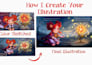 create children story book illustration, whimsical book art
