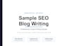 write SEO blog posts, articles