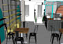 design bar interior, pub, cafe, 2d floorplan, seating layout
