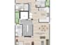 create a 2d rendered floor plan with furniture layout