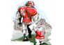 create a sports mascot rivalry illustration