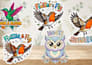 design cute bird stickers with captions
