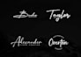 design signature, cursive, scripted, handwritten logo