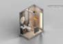 create a professional 3d isometric room render with technical views,