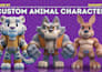 design 3d cute character, action figure for animation and printing