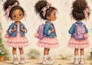 design unique children book characters with poses and expressions