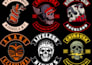 a cool  motorcycle garage logo illustration design