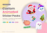 illustrate and animate mascot sticker pack in json, gif, mov