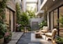 create 3d landscape rendering for townhouse courtyard and small backyard