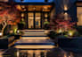 do photorealistic 3d landscape night lighting plan and garden render