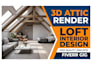 create cozy 3d attic interior visualization