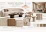 create an interior mood board with colors and materials